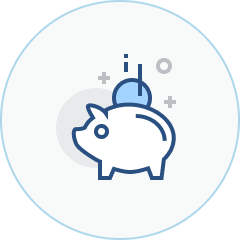 icon of a coin dropping into a piggy bank